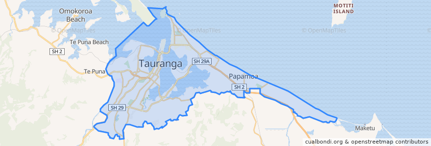 Mapa de ubicacion de Tauranga City.