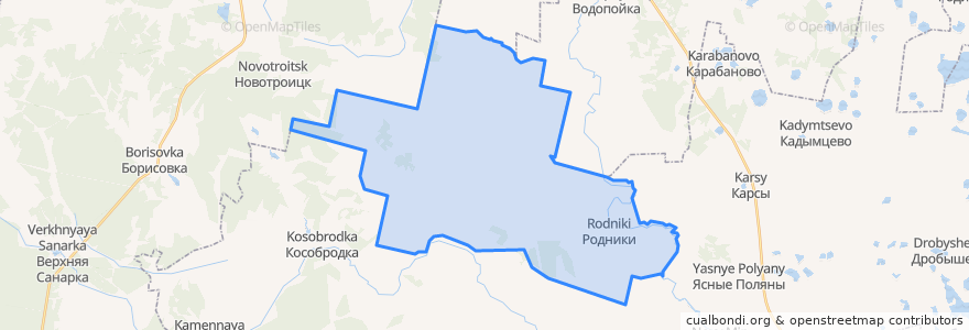 Mapa de ubicacion de Родниковское сельское поселение.