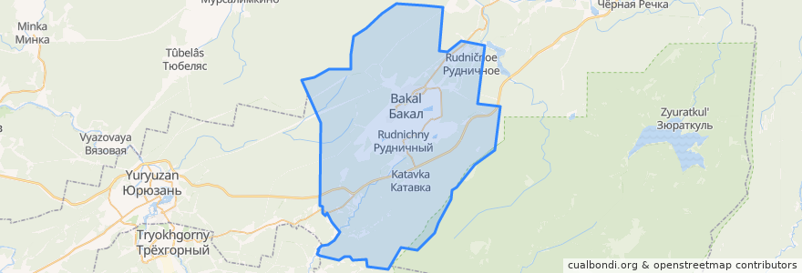 Mapa de ubicacion de Бакальское городское поселение.