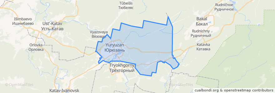 Mapa de ubicacion de Юрюзанское городское поселение.