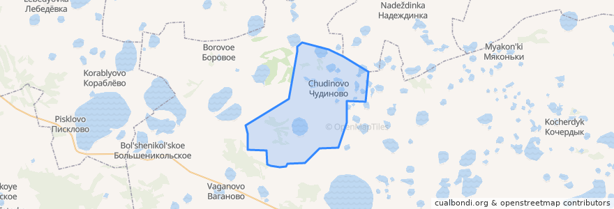 Mapa de ubicacion de Чудиновское сельское поселение.