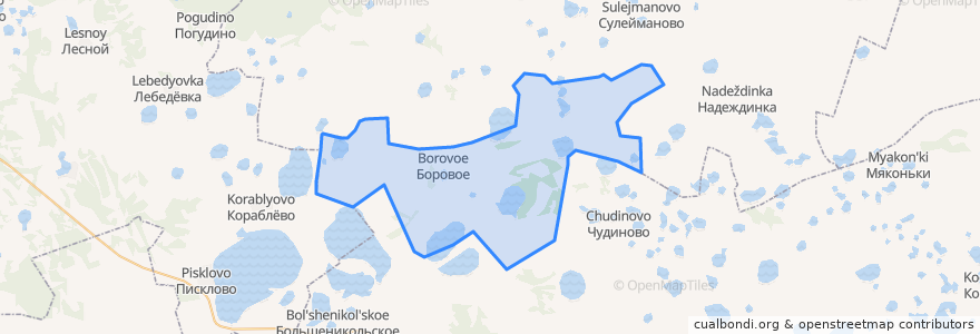 Mapa de ubicacion de сельское поселение Боровое.