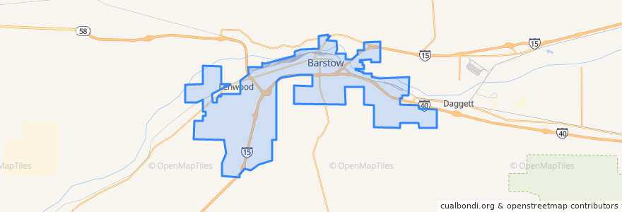 Mapa de ubicacion de بارستاو، سان بيرناردينو، كاليفورنيا.