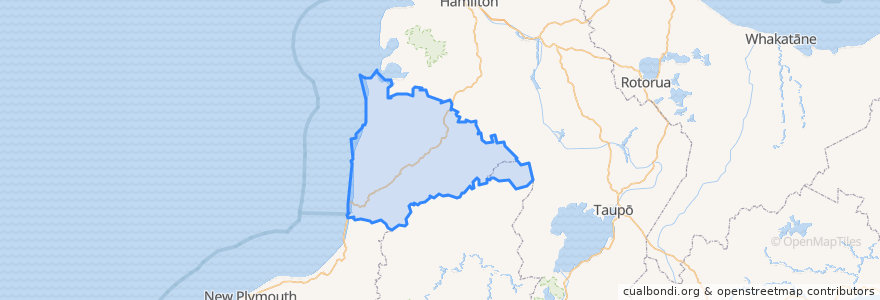 Mapa de ubicacion de Waitomo District.