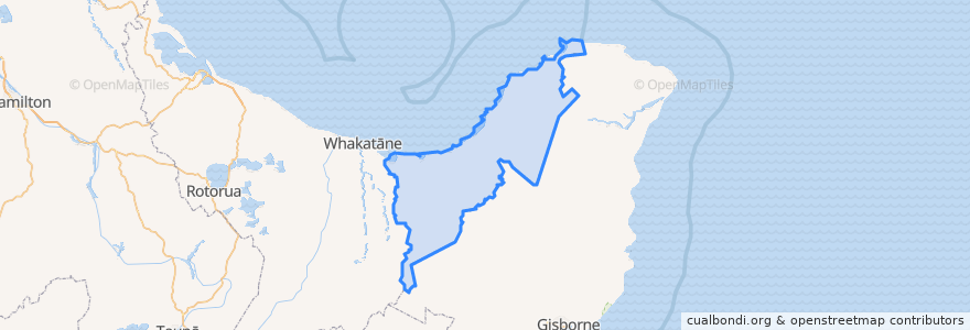 Mapa de ubicacion de Ōpōtiki District.