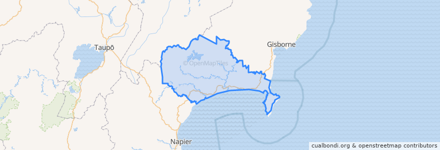 Mapa de ubicacion de Wairoa District.