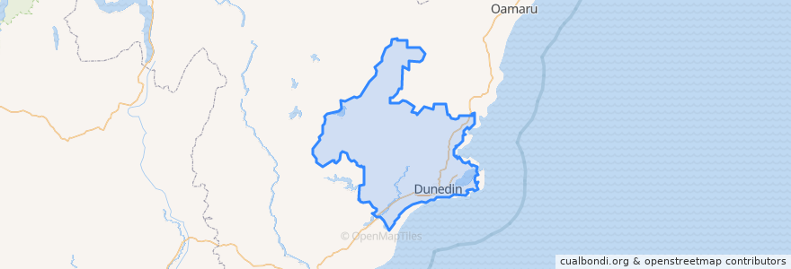 Mapa de ubicacion de Dunedin City.