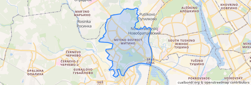 Mapa de ubicacion de район Митино.