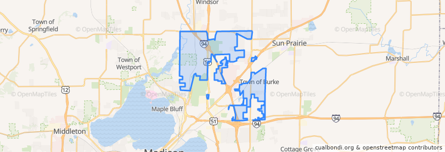 Mapa de ubicacion de Town of Burke.