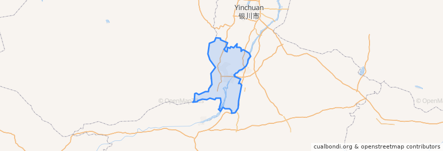 Mapa de ubicacion de 青铜峡市.