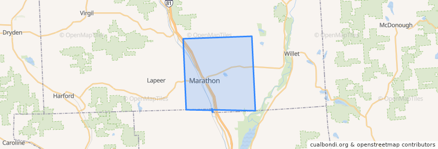 Mapa de ubicacion de Marathon Town.