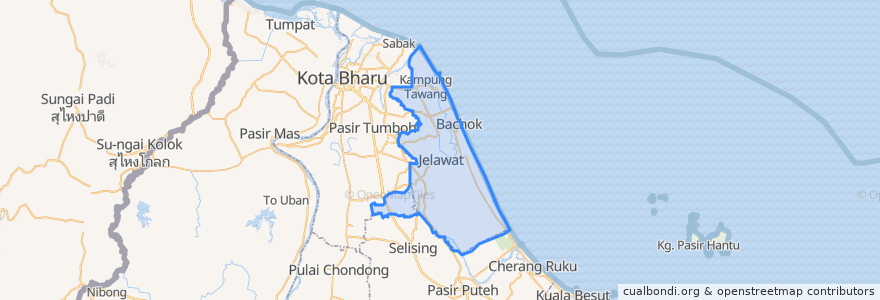 Mapa de ubicacion de Jajahan Bachok.