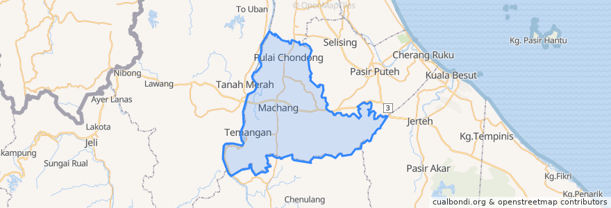 Mapa de ubicacion de Jajahan Machang.
