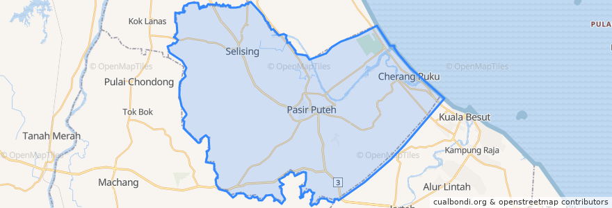 Mapa de ubicacion de Jajahan Pasir Puteh.