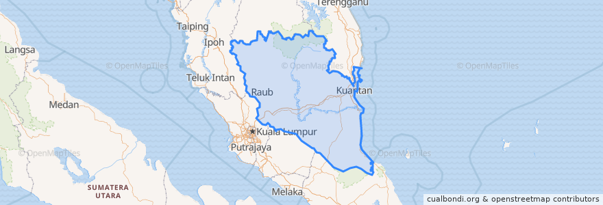 Mapa de ubicacion de Pahang.