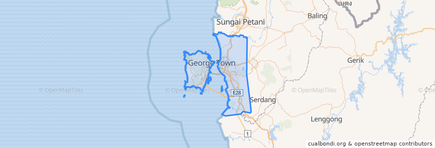 Mapa de ubicacion de Penang.