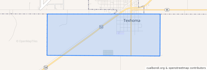 Mapa de ubicacion de Texhoma.
