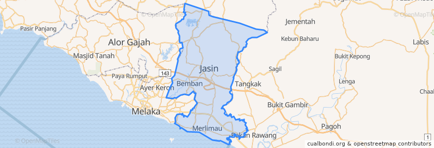 Mapa de ubicacion de Jasin District.