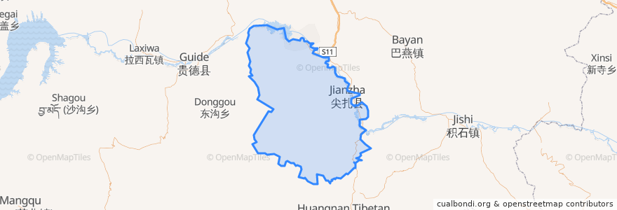 Mapa de ubicacion de 尖扎县 གཅན་ཚ་རྫོང།.