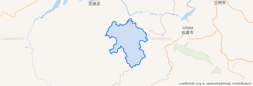 Mapa de ubicacion de 同仁市 ཐུན་རིན་གྲོང་ཁྱེར།.