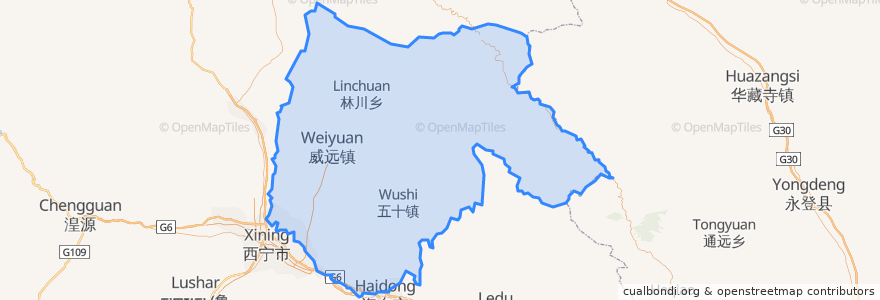 Mapa de ubicacion de 互助土族自治县.