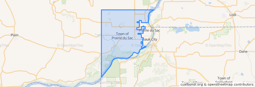 Mapa de ubicacion de Town of Prairie du Sac.