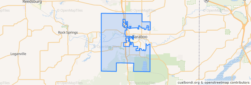 Mapa de ubicacion de Town of Baraboo.
