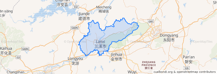 Mapa de ubicacion de 兰溪市.