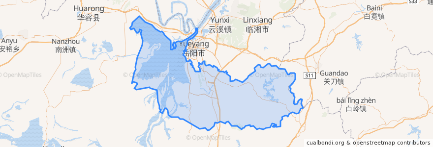 Mapa de ubicacion de 岳阳县.