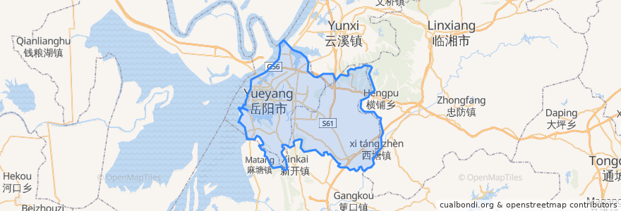 Mapa de ubicacion de 岳陽楼区.