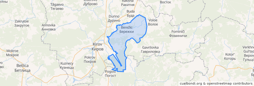 Mapa de ubicacion de сельское поселение Село Бережки.