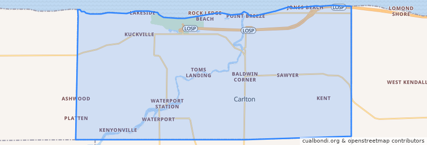 Mapa de ubicacion de Carlton Town.