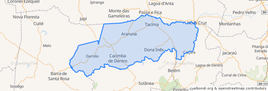 Mapa de ubicacion de Região Metropolitana de Araruna.