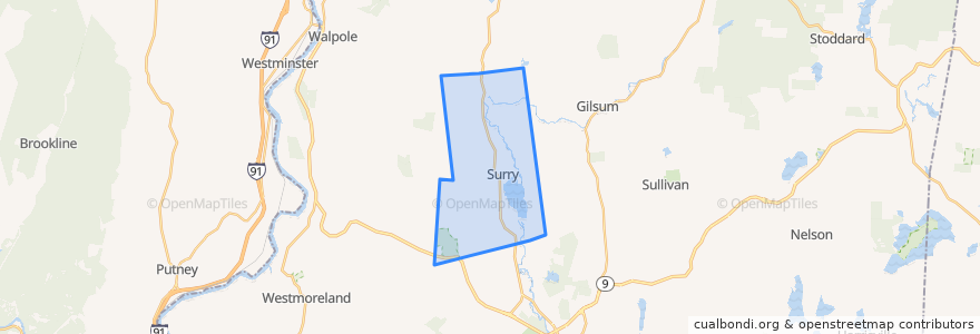 Mapa de ubicacion de Surry.