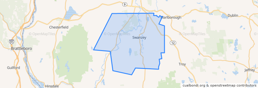 Mapa de ubicacion de Swanzey.