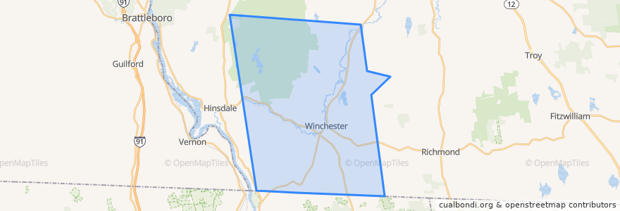 Mapa de ubicacion de Winchester.