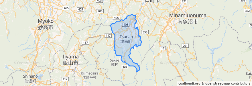 Mapa de ubicacion de Tsunan.