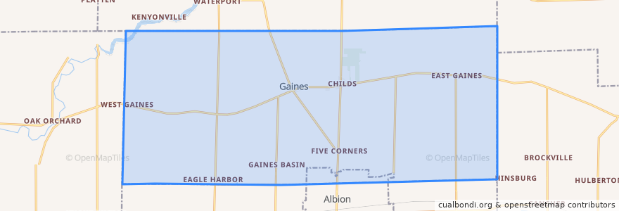 Mapa de ubicacion de Gaines Town.