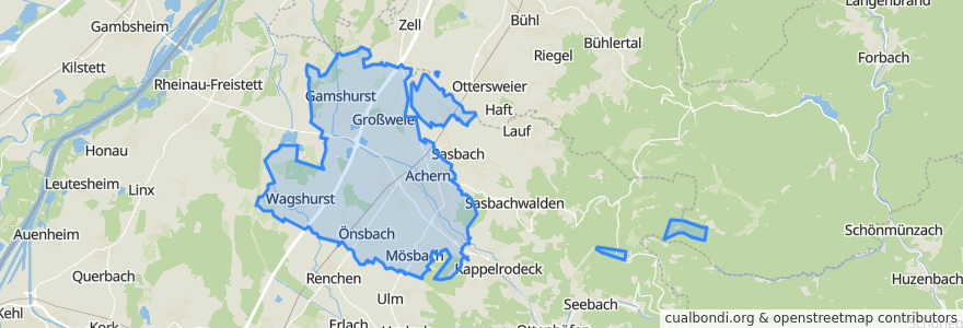 Mapa de ubicacion de Achern.