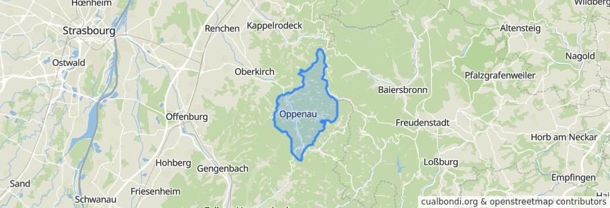 Mapa de ubicacion de Oppenau.