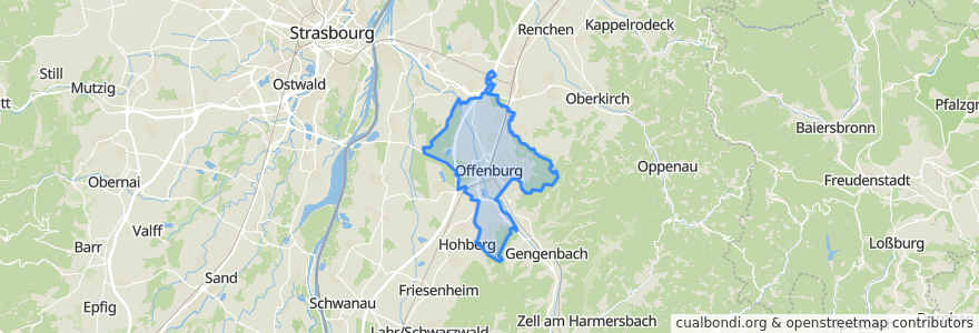 Mapa de ubicacion de Offenburg.