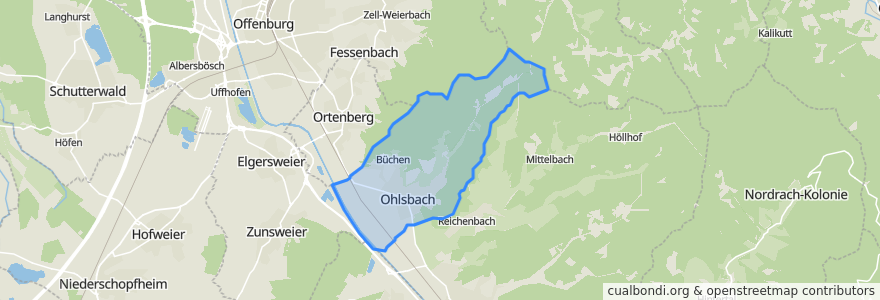 Mapa de ubicacion de Ohlsbach.