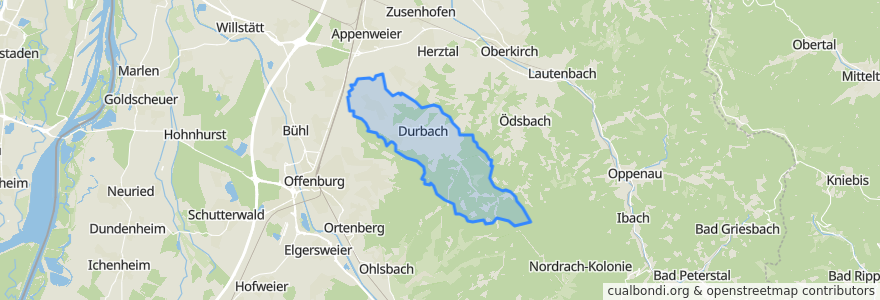 Mapa de ubicacion de Durbach.