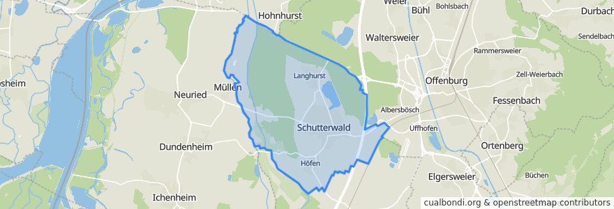 Mapa de ubicacion de Schutterwald.