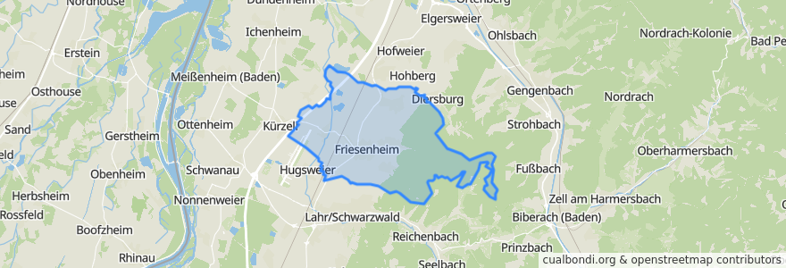 Mapa de ubicacion de Friesenheim.