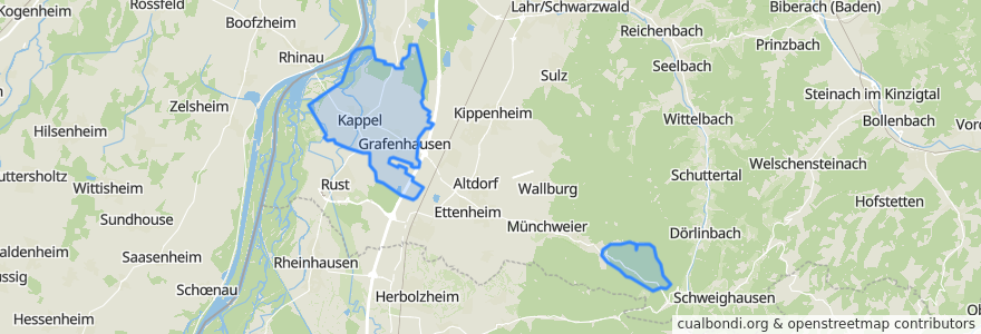 Mapa de ubicacion de Kappel-Grafenhausen.