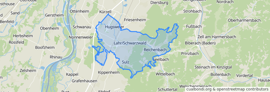 Mapa de ubicacion de Lahr/Schwarzwald.