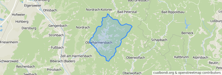 Mapa de ubicacion de Oberharmersbach.