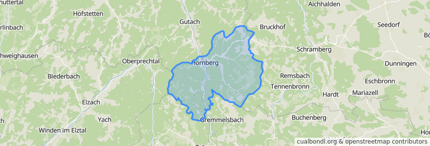 Mapa de ubicacion de Hornberg.