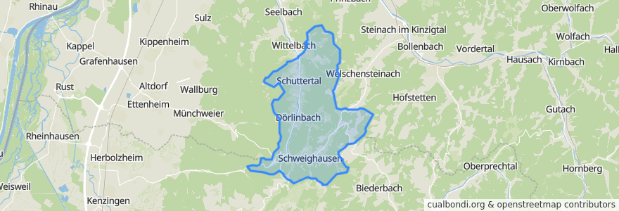 Mapa de ubicacion de Schuttertal.